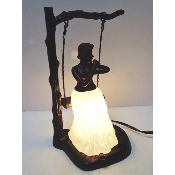 Young Lady On A Swing  Bronze And Glass Table Lamp Terra Cottage TL3390-MB - Picture 5 of 9